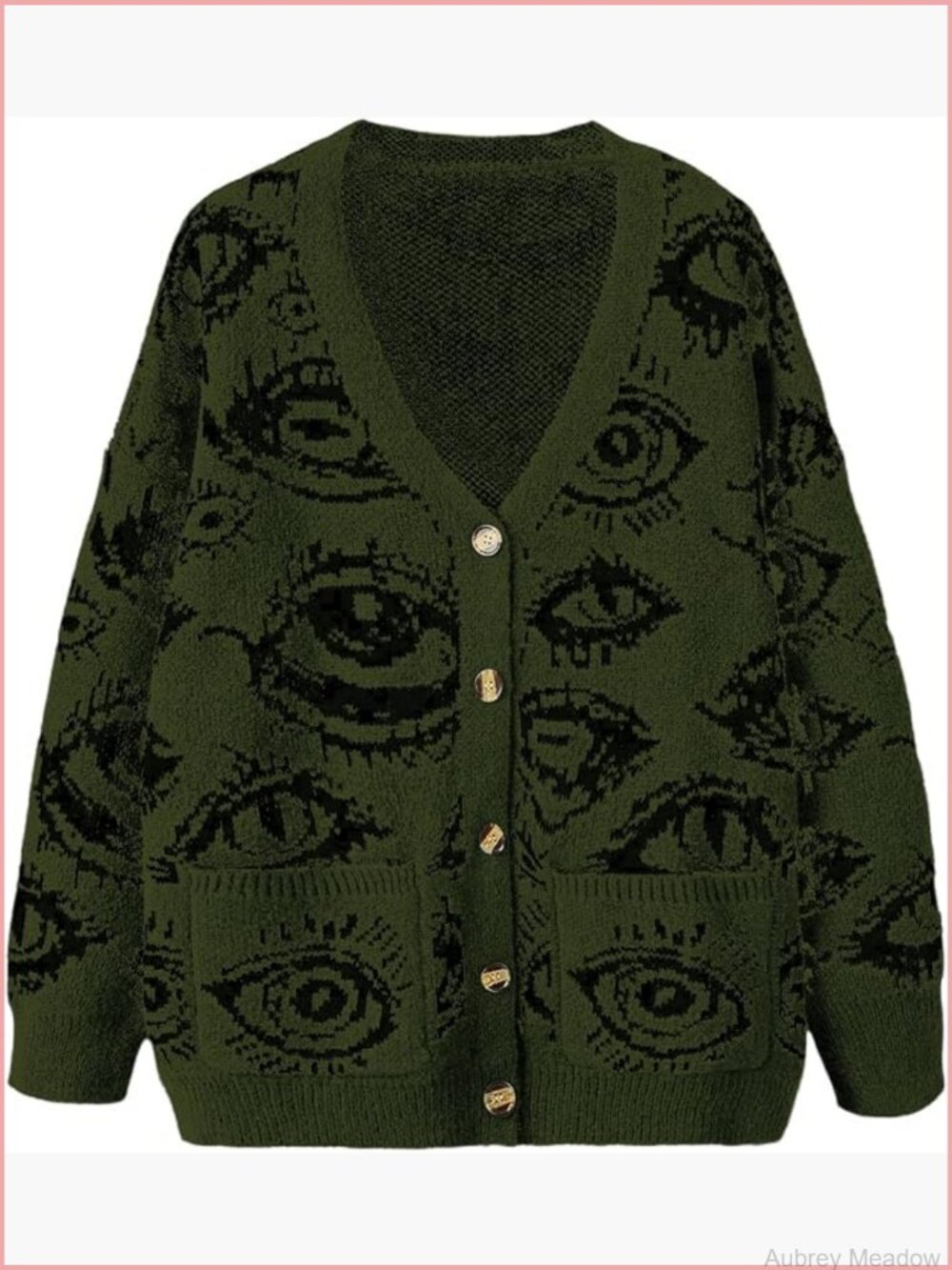 Plus Size Eye Print Goth Cardigan Grunge Punk Sweater